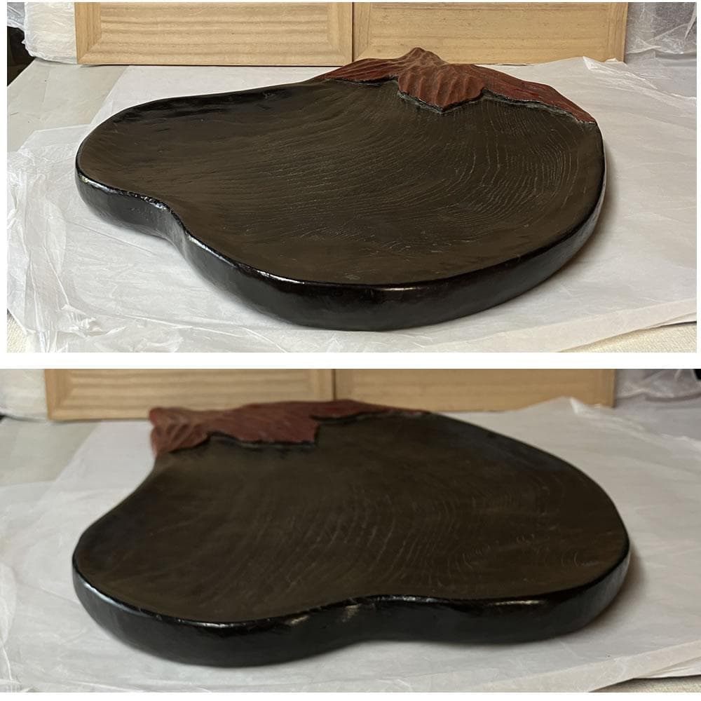 e3091 茄子形 煎茶盆 巾43.7cm 茄子 ナス 盆 煎茶道具 茶道具