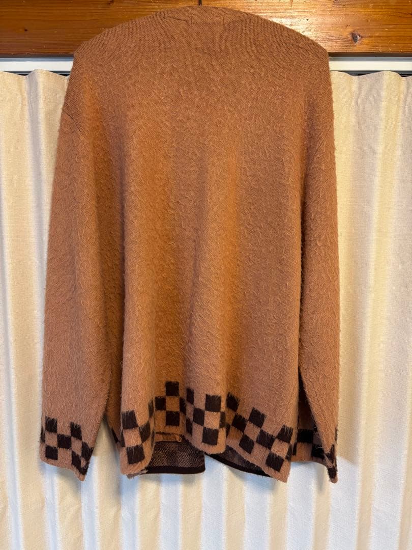 supreme チェッカー カーディガン ブラウン XL シュプリーム