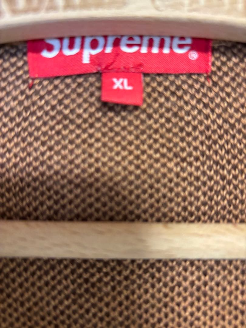 supreme チェッカー カーディガン ブラウン XL シュプリーム