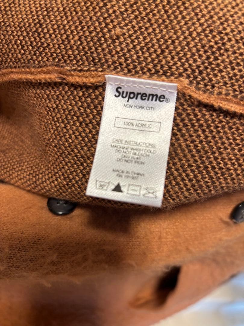 supreme チェッカー カーディガン ブラウン XL シュプリーム