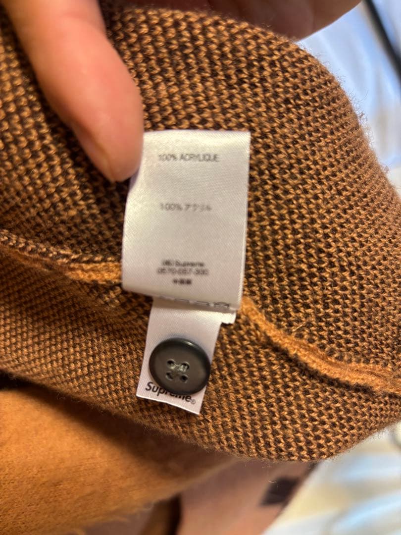supreme チェッカー カーディガン ブラウン XL シュプリーム