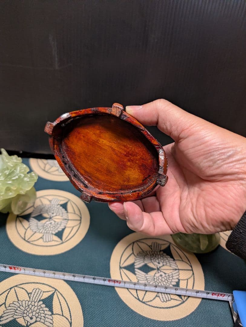 中国翡翠香炉 獅子装飾 置物 約10cm