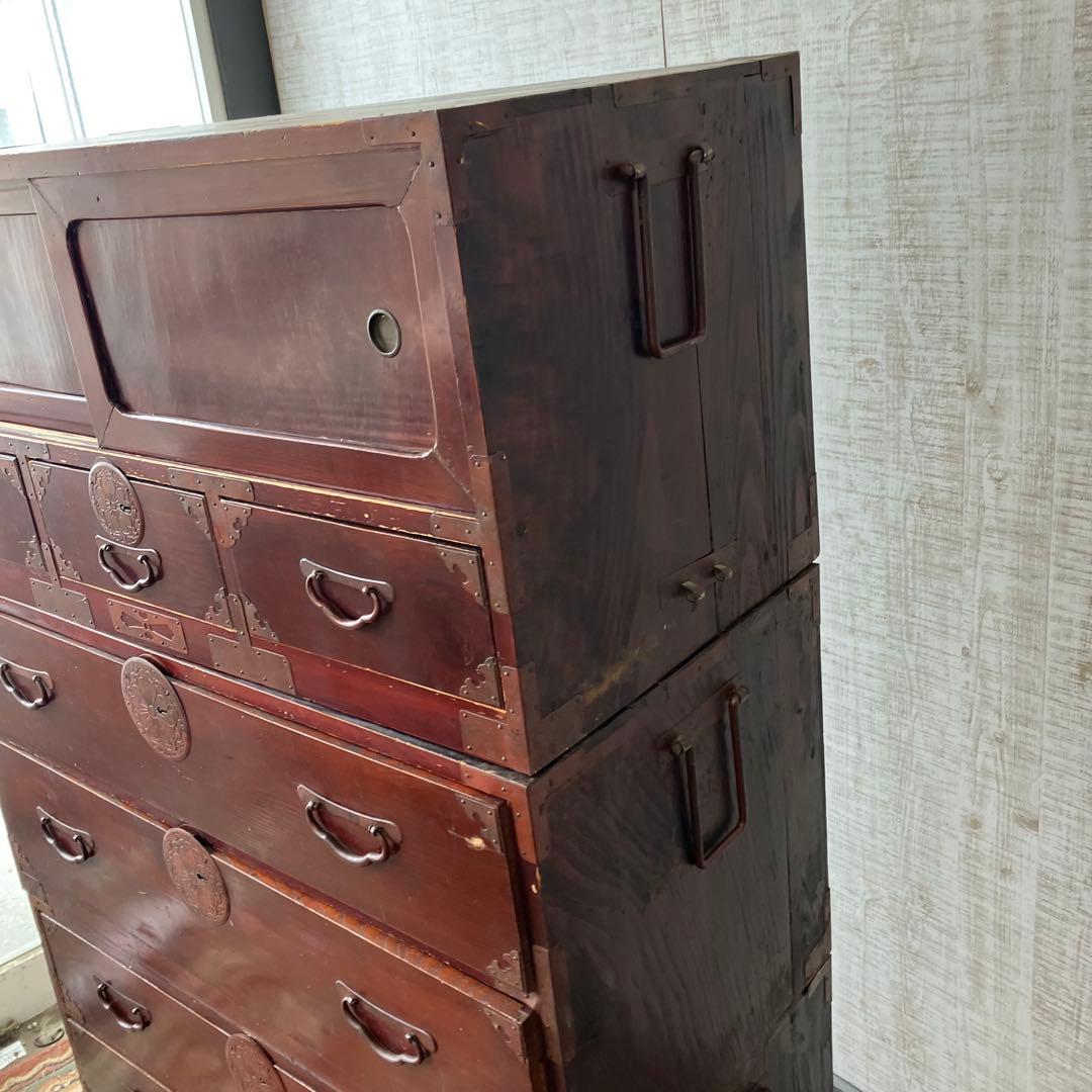 昭和レトロ 古家具 仙台箪笥 3分割 7段 引き出し箪笥 時代箪笥 古民家