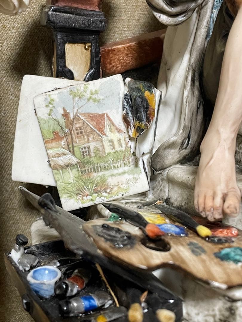カポディモンテ　置物　画家　アーティスト　絵描き　ポーセリン
