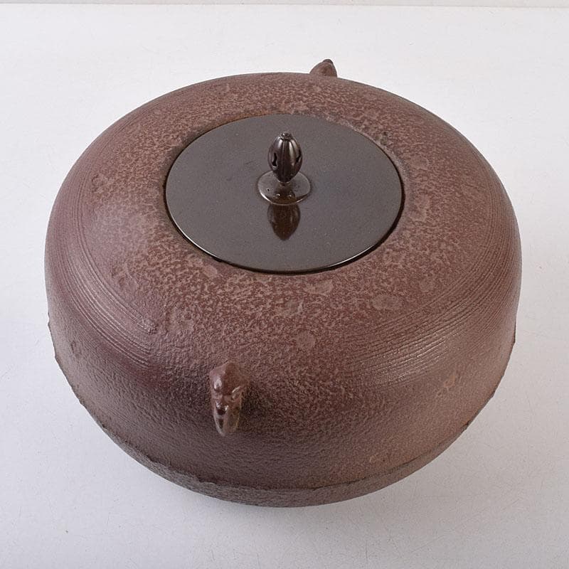 煎茶道具　佐藤浄清作　了々斎好　刷毛目　風炉釜　鉄釜　共布共箱　M　R9052H