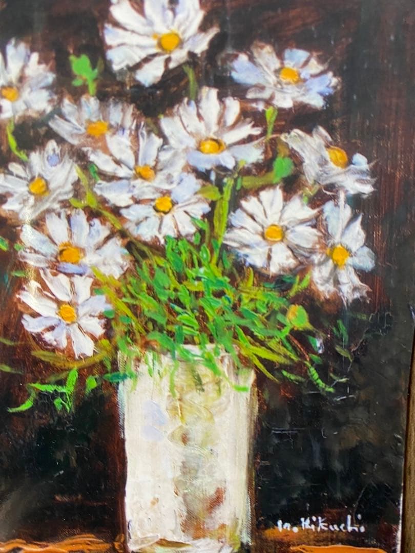 絵画　油彩画　「コスモス」優しさ　インテリア　落ち着き　エレガント　油絵　額付き