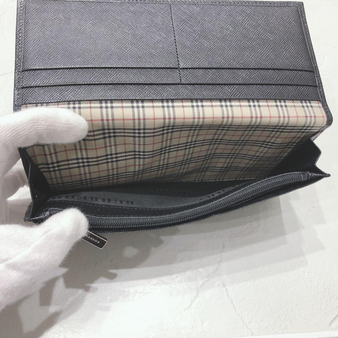 ☆美品☆ BURBERRY バーバリー 長財布 ブラック レザー シンプル ロゴ