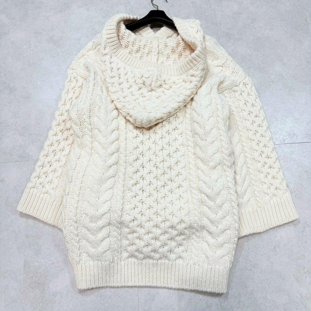 現行品♡THE TOE ケーブルニット フード パーカー ワッフル ウール 厚手