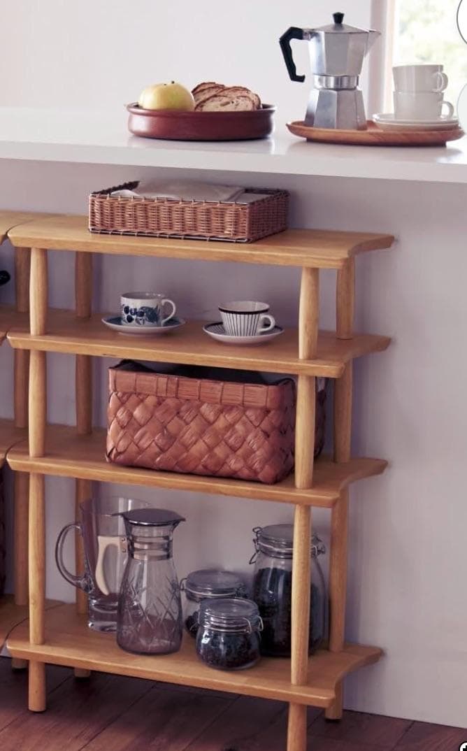 は*こ様 ベルメゾン カウンター下 天然木 オープンシェルフラック(60x86x