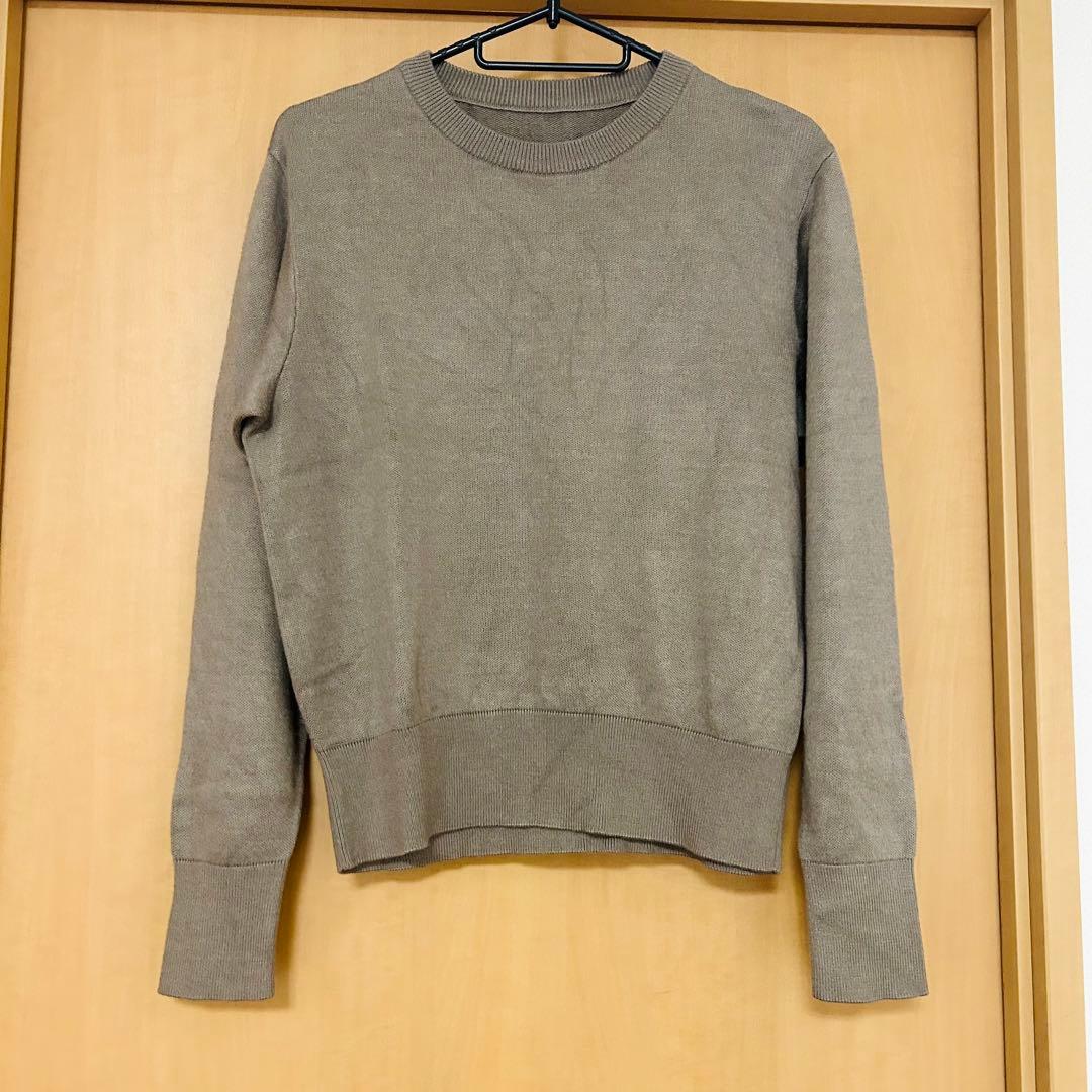 【完売品】MUUGIムーギ シルクニット クルーネックプルオーバー　グレージュ
