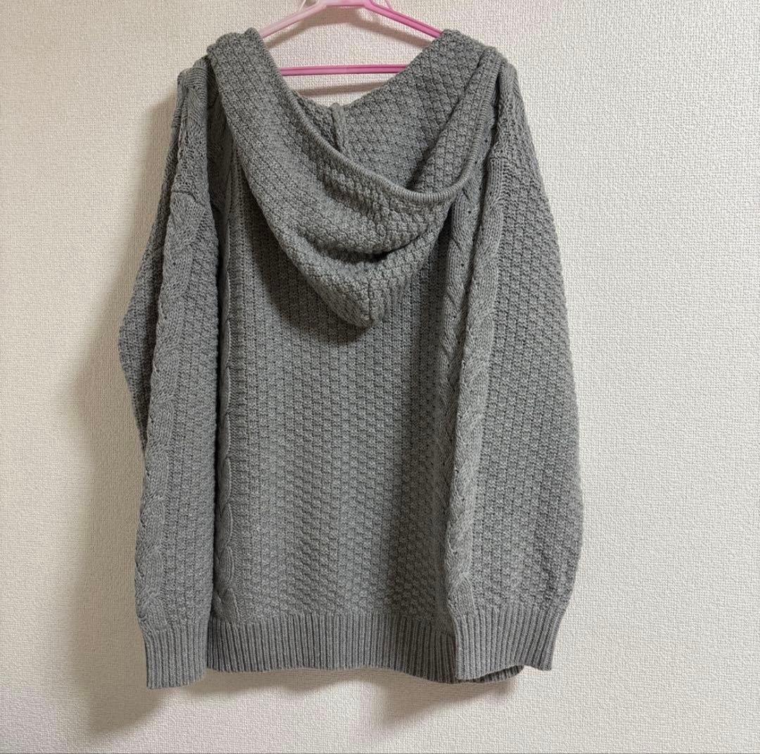 Darich ダーリッチ ケーブルDDロゴVネックニットフーディ グレー