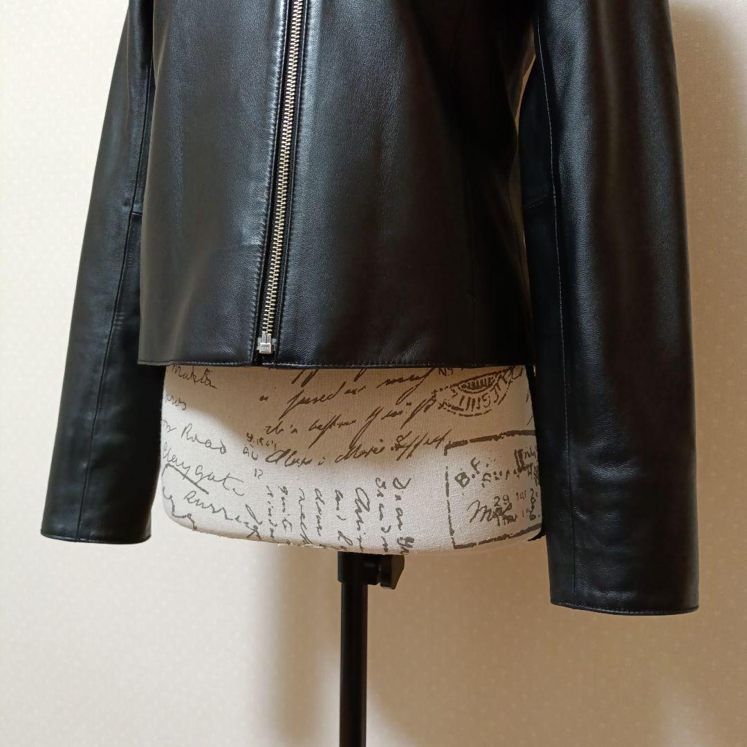 美品　アーガ　ラムレザージャケット　本革　上質　ブルゾン　ライダース　黒　M