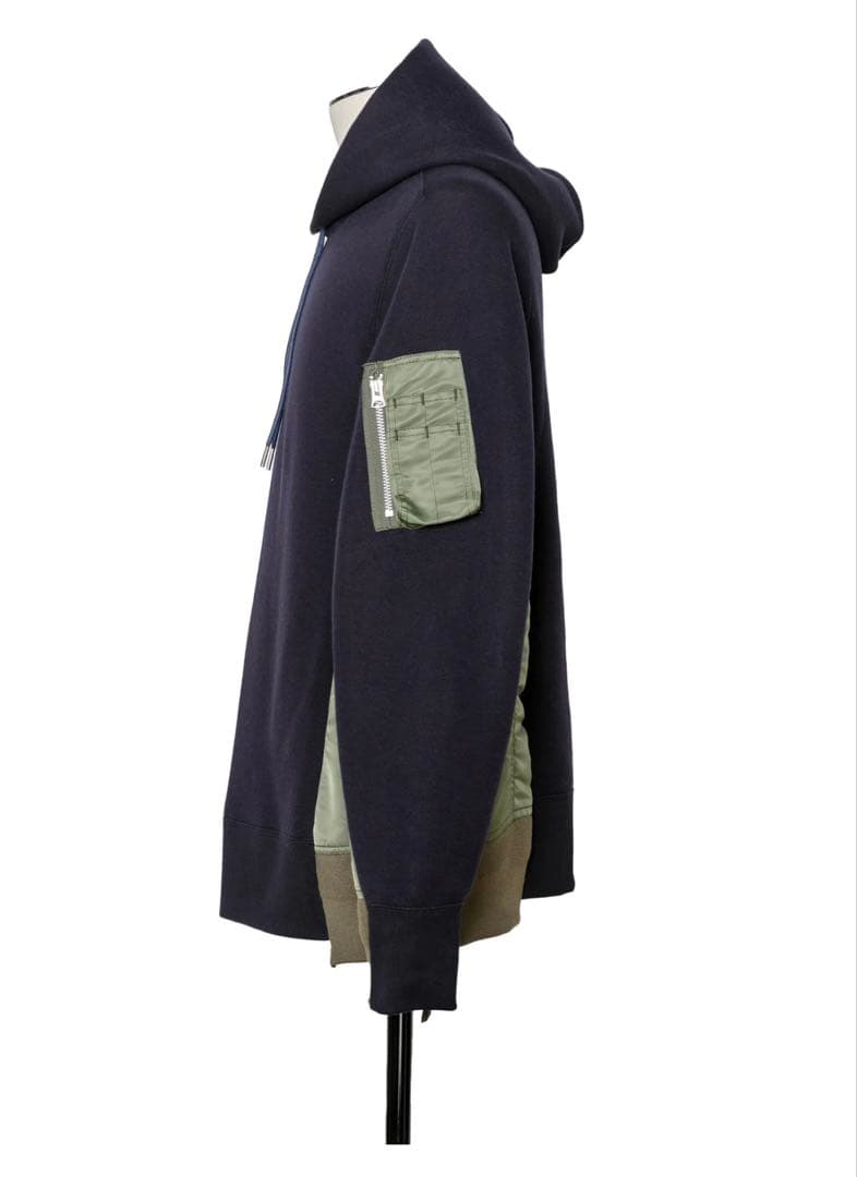 中古美品 sacai 切り替えパーカー ネイビー×グリーン 2 送料込