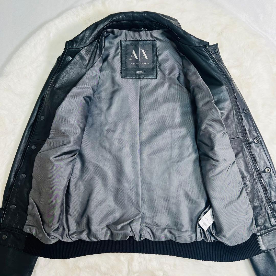 【美品】ARMANI EXCHANGE 羊革 レザー ブルゾンジャケット