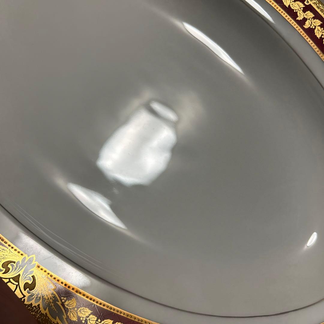 大倉陶園　マロン　金彩金蝕　オーバルプレート　ディナープレート　Mサイズ