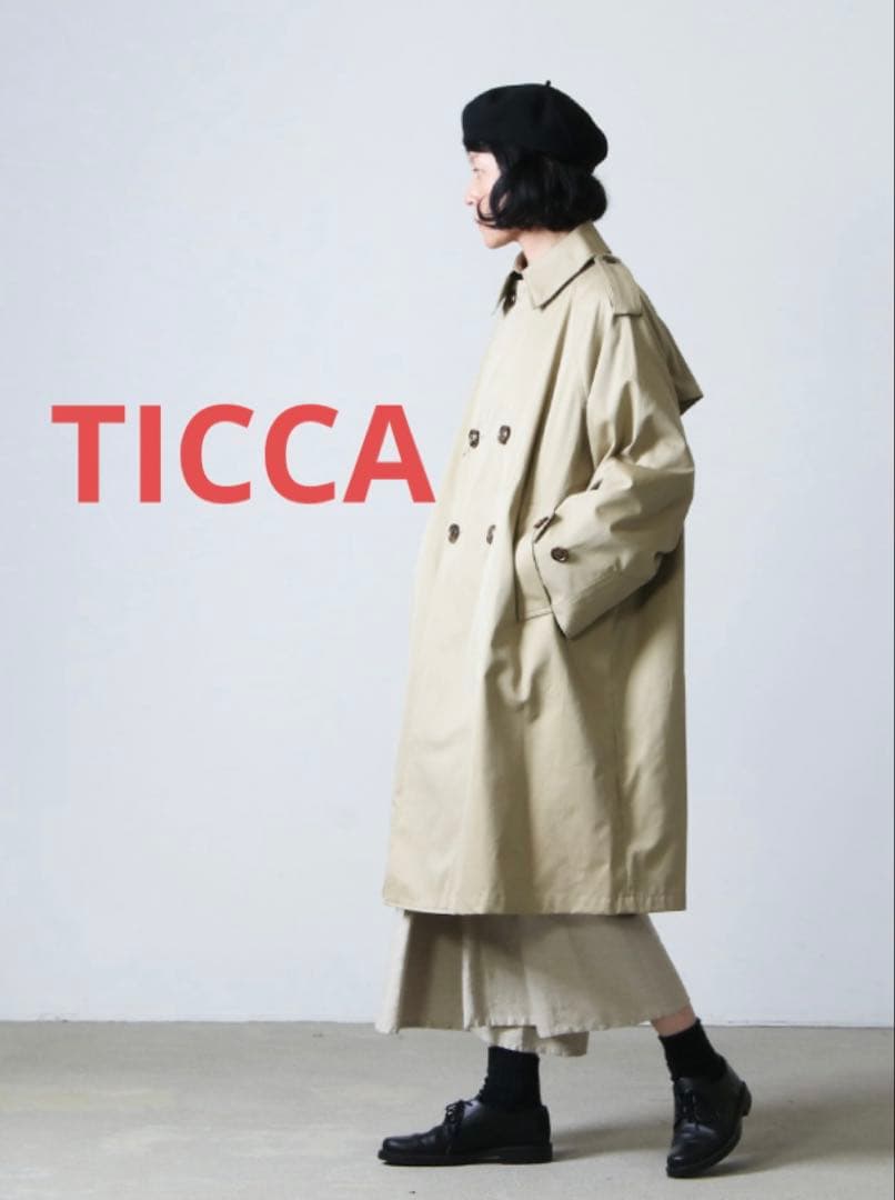 TICCA ベージュ ダブルブレスト トレンチコート