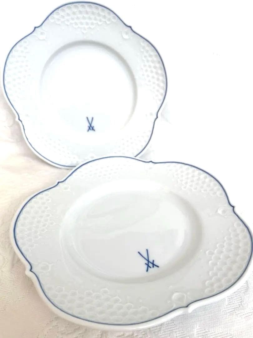 残1 双剣　meissen マイセン　300周年記念　プレート　19センチ２枚