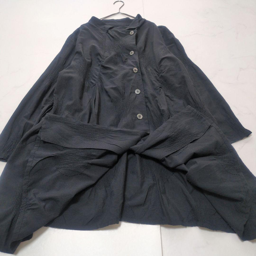 美品✨慈雨 変形ロングシャツワンピース 2WAY 羽織り 黒 センソユニコ