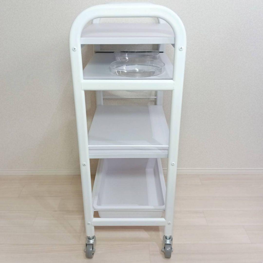 【美品】ボール付エステワゴンⅡ ホワイト キャスター付き トレイ ボウル 綺麗