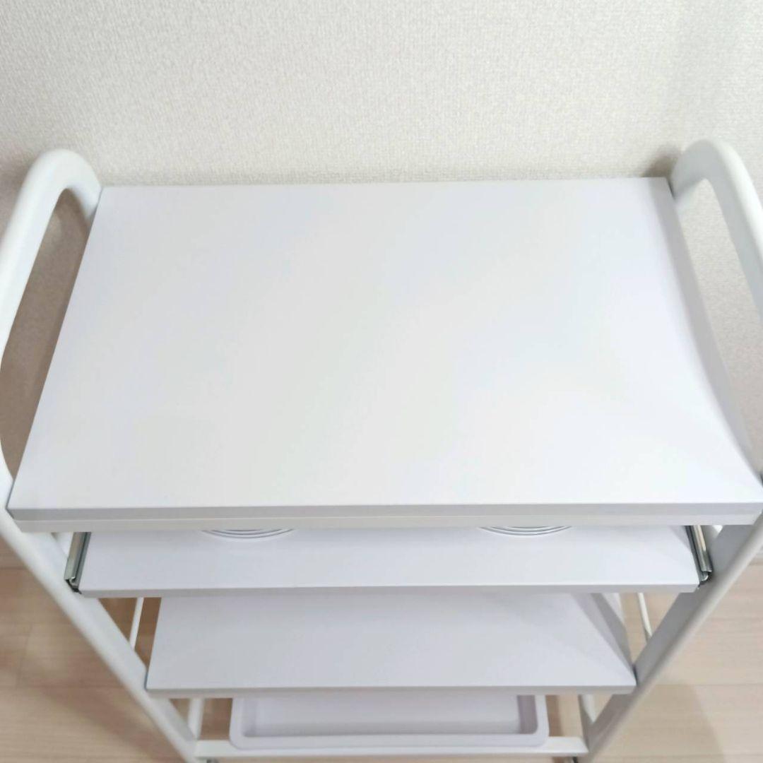 【美品】ボール付エステワゴンⅡ ホワイト キャスター付き トレイ ボウル 綺麗