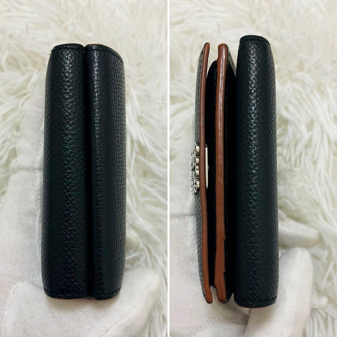 極美✨付属完備✨ロエベ 三つ折り財布 トライフォールド アナグラム レザー 黒