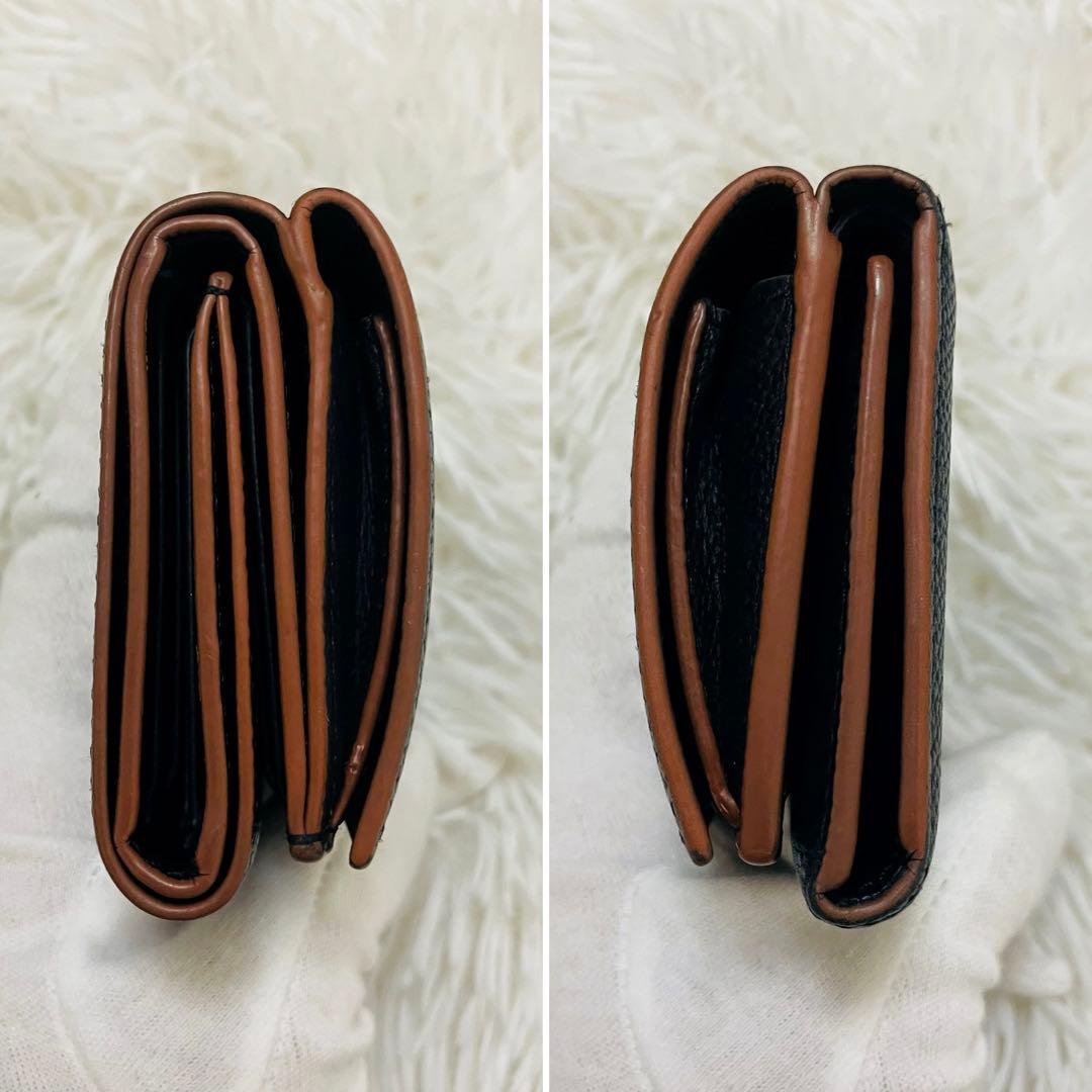 極美✨付属完備✨ロエベ 三つ折り財布 トライフォールド アナグラム レザー 黒