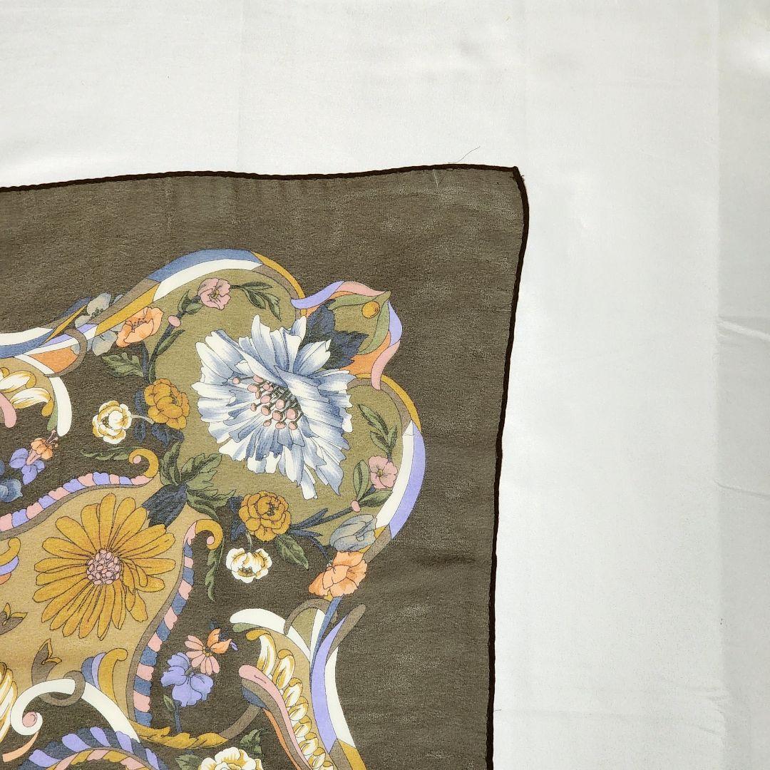 ★GUCCI★ スカーフ 大判 シフォン インターロッキング 花 ブラウン