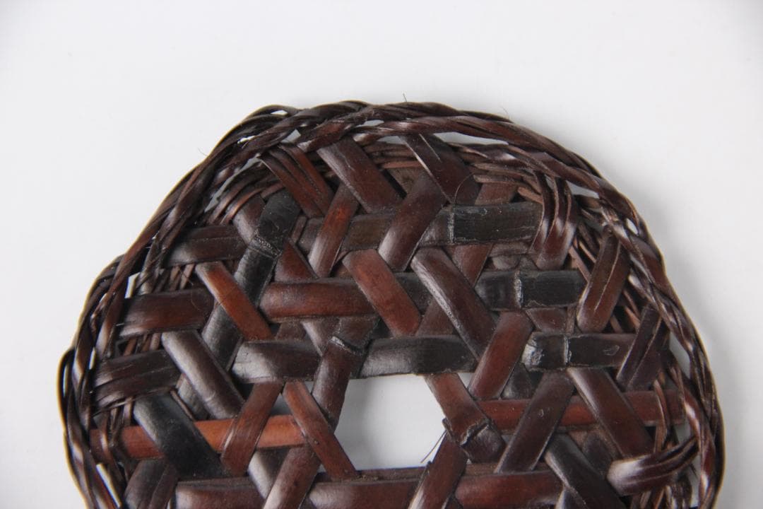 日本茶道具 鈴木 正々斎 造 竹編 亀甲 煎茶敷 幅8.5cm 共箱 Eo1-8
