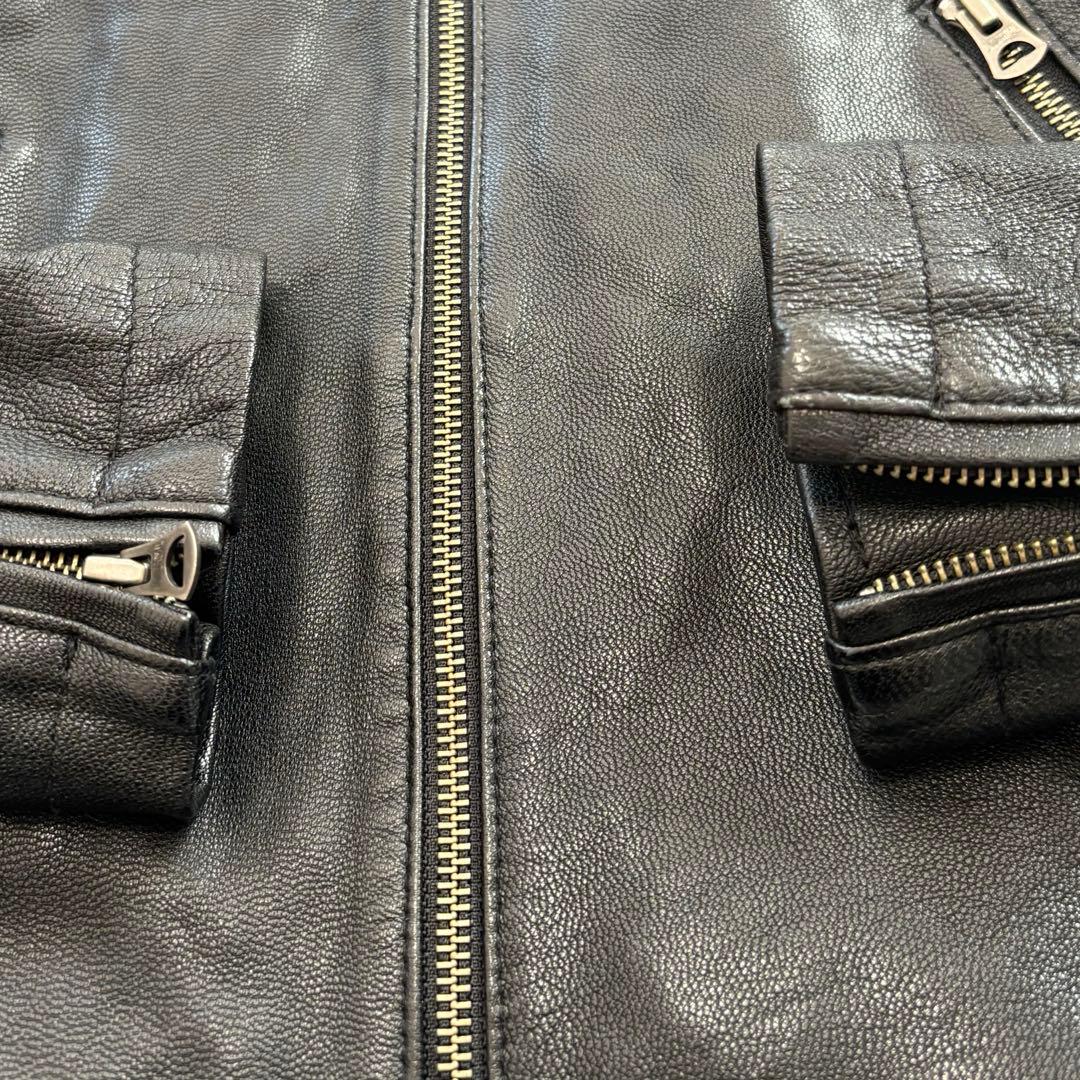 UNITED ARROWS レザージャケット　ラムレザー 黒　M ノーカラー