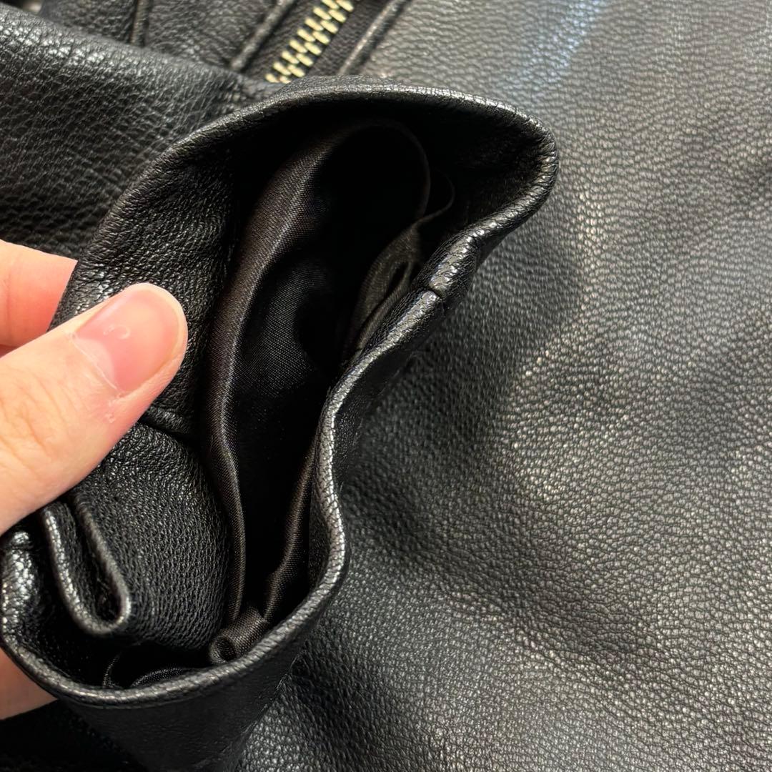 UNITED ARROWS レザージャケット　ラムレザー 黒　M ノーカラー