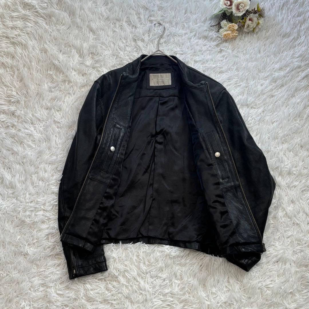 UNITED ARROWS レザージャケット　ラムレザー 黒　M ノーカラー