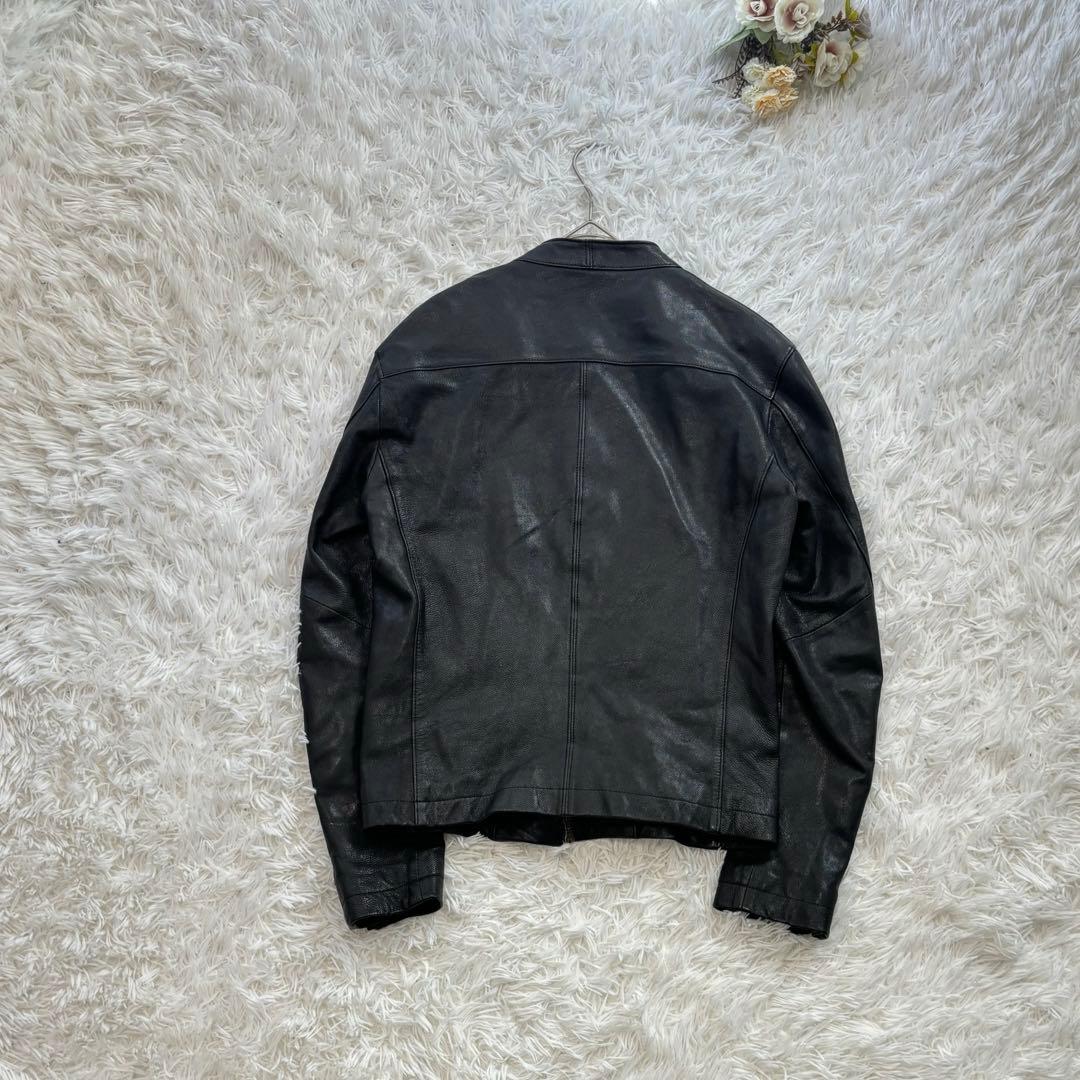 UNITED ARROWS レザージャケット　ラムレザー 黒　M ノーカラー