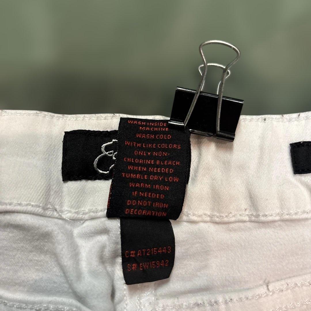 【EARL/Y2K】クロス×ウイング大判刺繍 ホワイトデニム フレア 00s