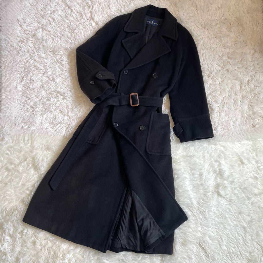 ラルフローレン ロング チェスター コート ベルト付き ウール ブラック