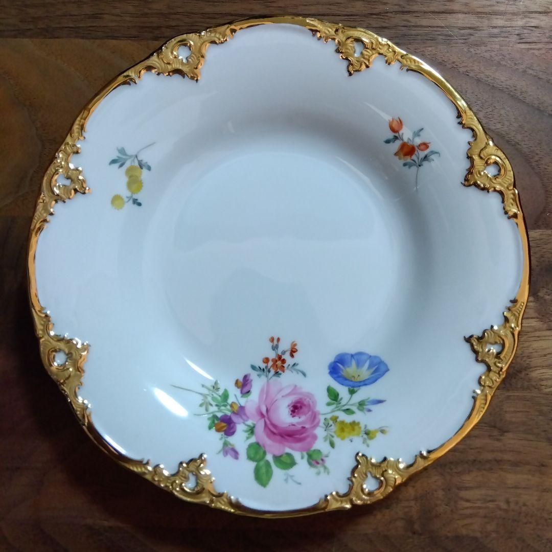 MEISSEN　マイセン　グランツゴールド　5つ花 プレート 17.5cm