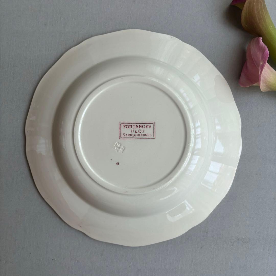 美品 レア フランスアンティーク サルグミンヌ fontanges 中深皿 C