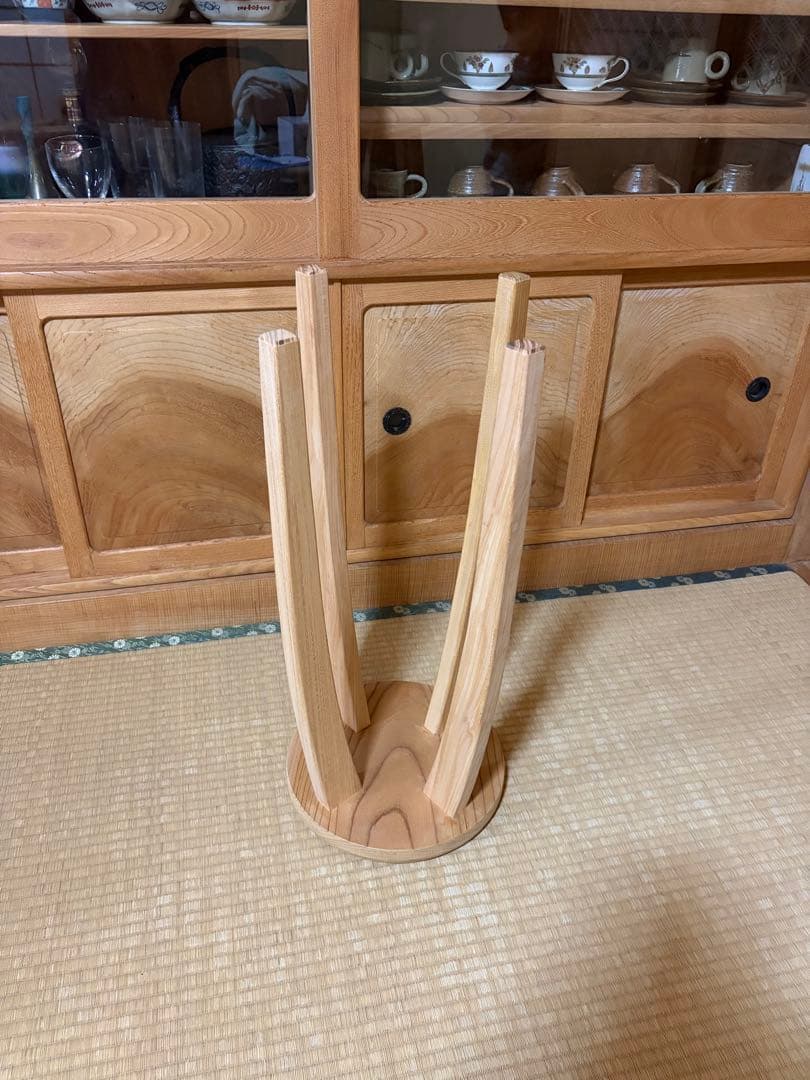 1364建具屋一筋58年のおじいちゃんの手作りスツール、イス☆けやき