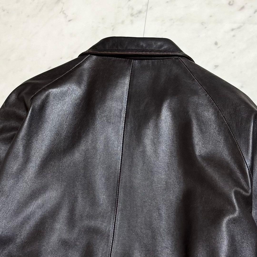 Schott ラムレザートラックジャケット 羊革 サイドライン ブラウン L