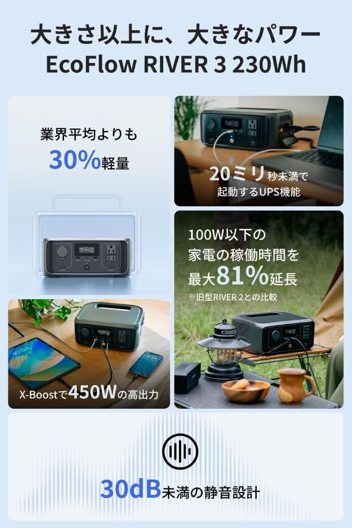 EcoFlow ポータブル電源  3 230Wh GaN採用 新品