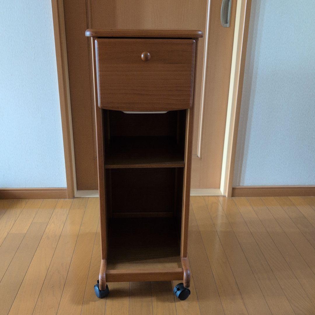 ブラウン木製電話台 　花台　キャスター付き