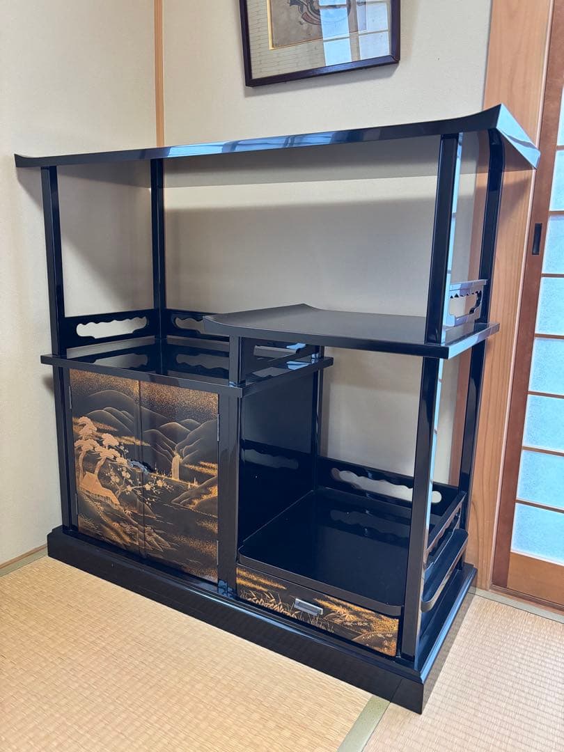 超高級　輪島漆塗り　飾り棚　和キャビネット