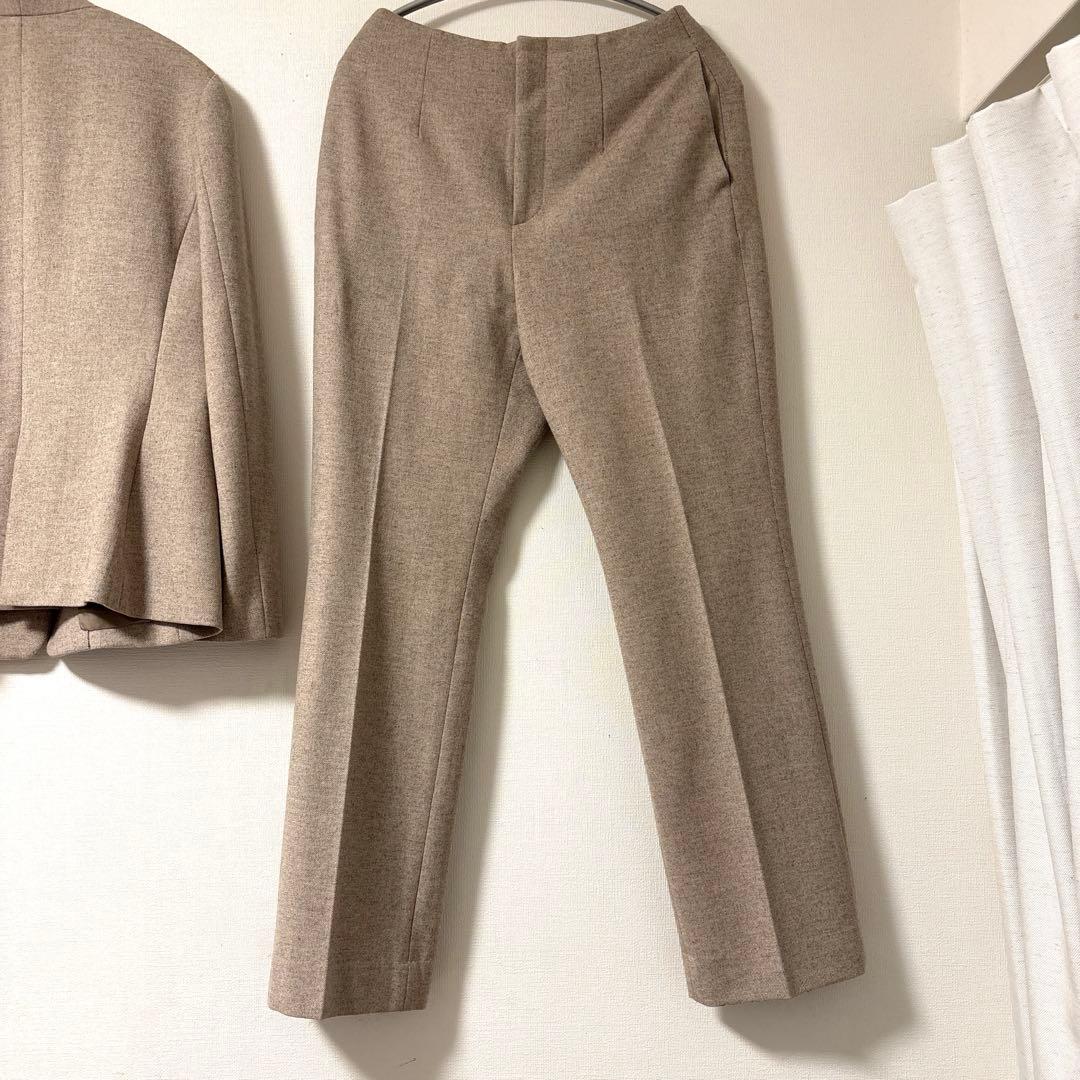 美品　☆ユナイテッドアローズ　ノーカラーセットアップ　パンツスーツ　ストレッチ