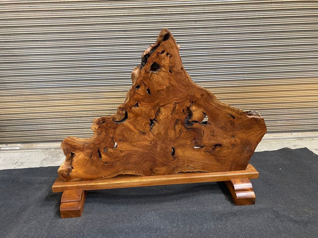 天然木　欅　衝立パーテーション(屋久杉　高級名刺入れ付き)