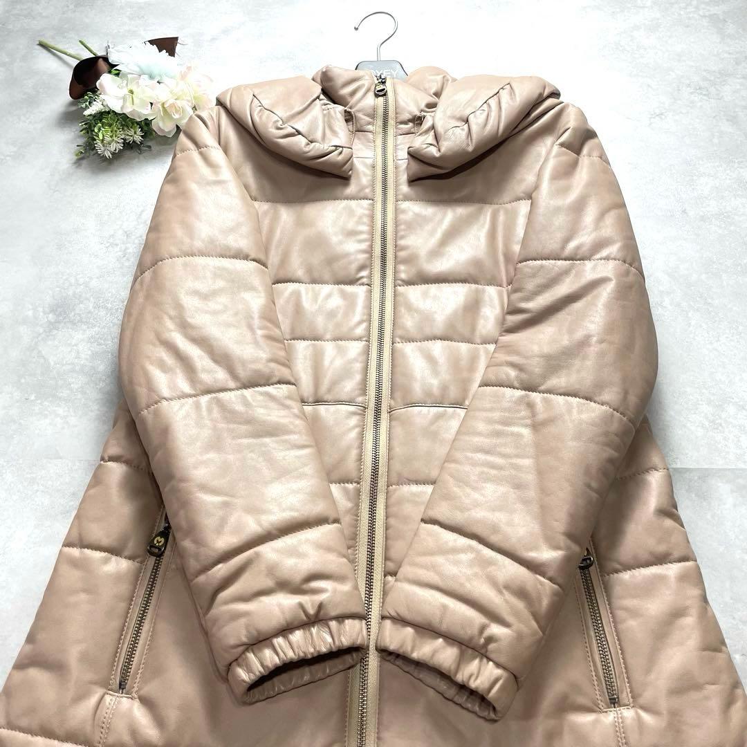 大きいサイズ✨美品 ミラショーン ロングダウンコート ラムレザー 44 2XL