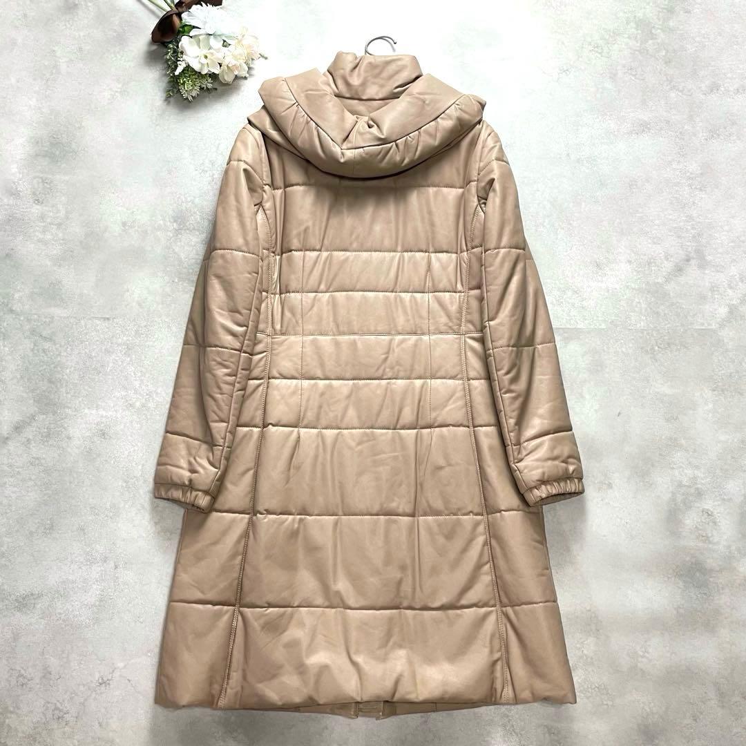 大きいサイズ✨美品 ミラショーン ロングダウンコート ラムレザー 44 2XL