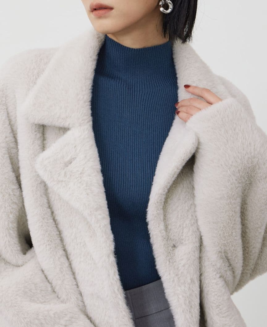 【美品】PLST フェザーヤーンニットコート　03　グレー　S