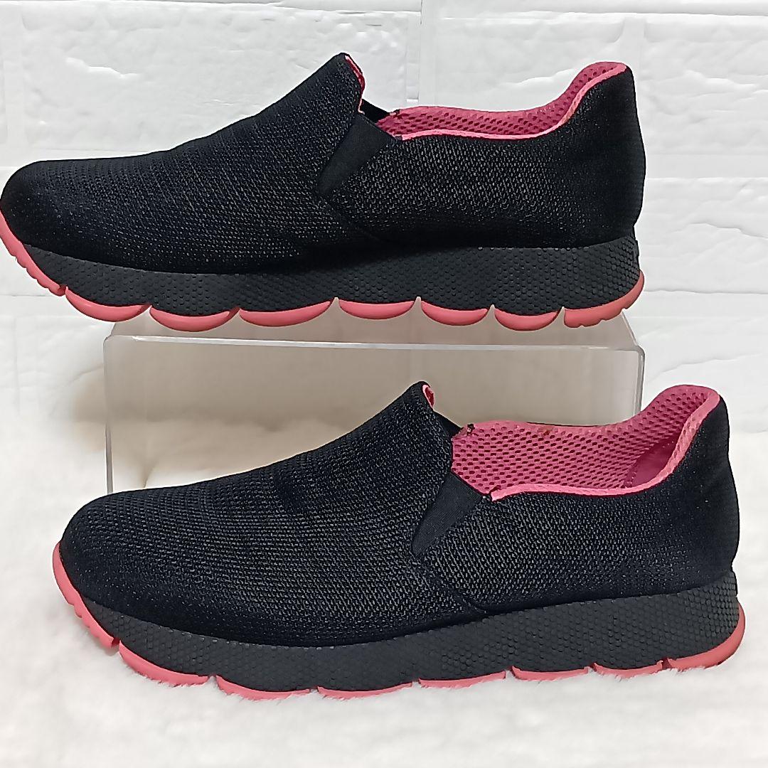 PRADA プラダメッシュスリッポンスニーカー黒ピンク25〜25.5