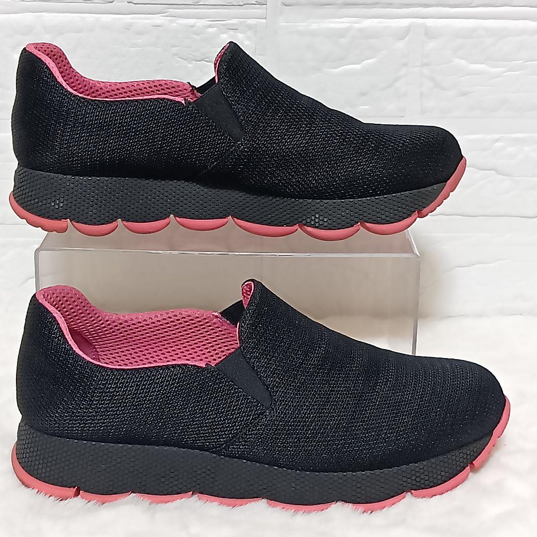 PRADA プラダメッシュスリッポンスニーカー黒ピンク25〜25.5