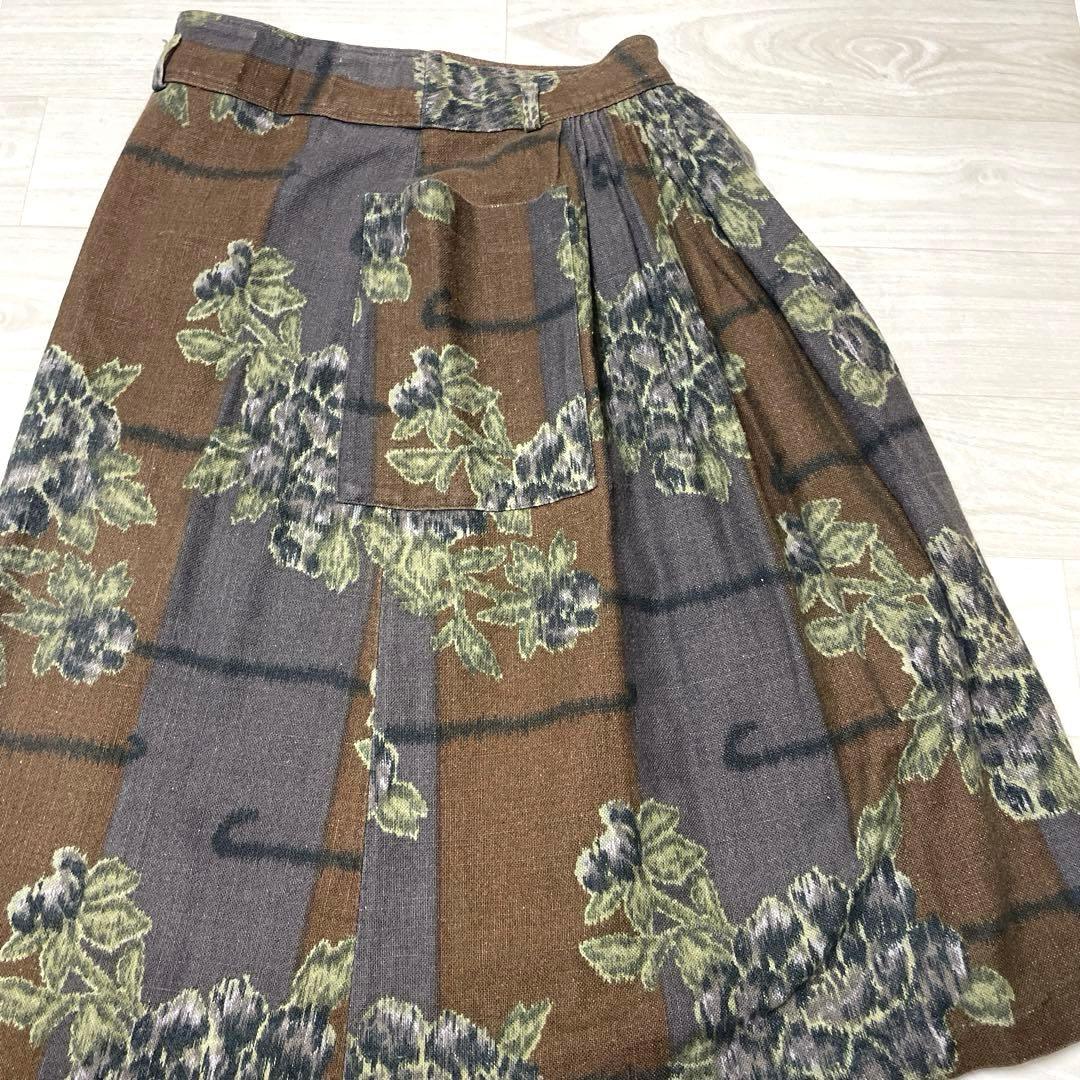KENZO JAP ケンゾージャップ 花柄チェックスカート 38 フランス製