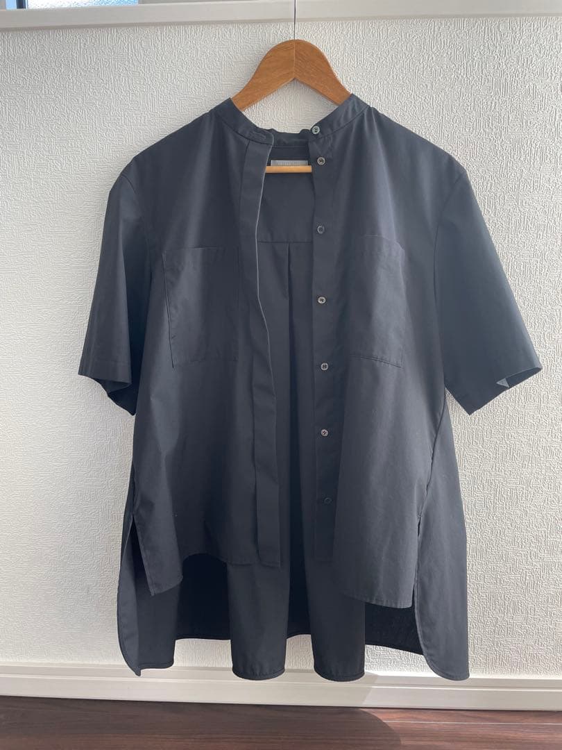 theory luxe バンドカラー半袖ブラウス